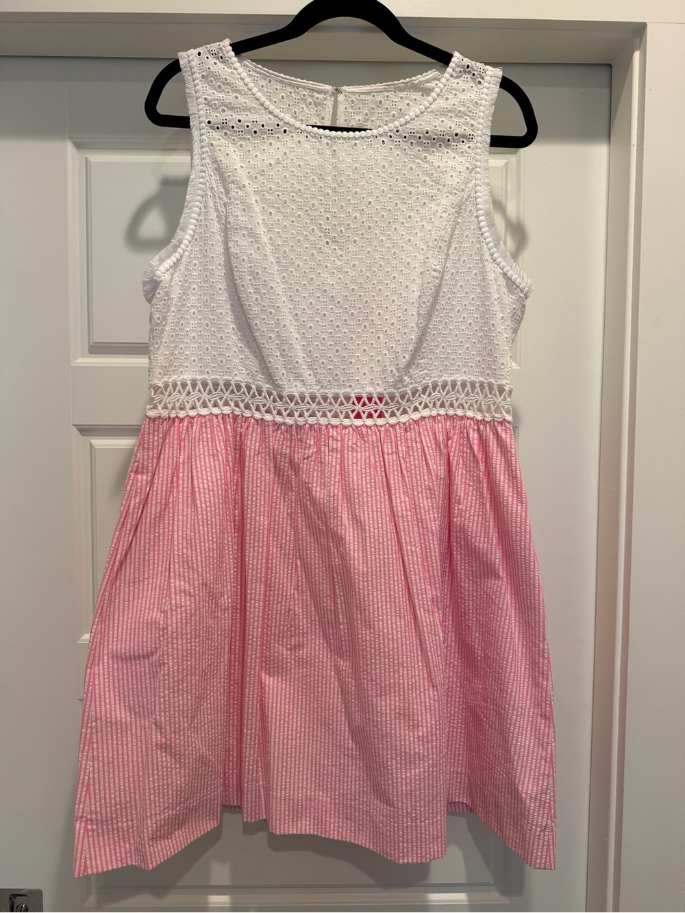 Lilly Pulitzer Alivia pink white Seersucker Dress size 16 NWT